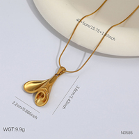 Collier minimaliste en acier inoxydable plaqué or 18 carats, pendentif goutte d'eau liquide, collier ras du cou pour femmes
