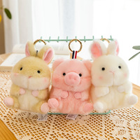 Porte-clés en peluche Kawaii Anime : Cochon, Panda, Hamster, Lapin, Poussin – Jouets en peluche, animaux en peluche, porte-clés pour sac à dos