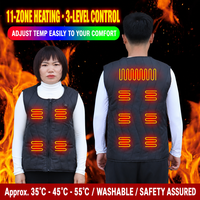 11 Jaket Pemanas Ringan Tahan Air untuk Musim Dingin, Bahan Polyester Anti Angin dengan Ritsleting, Cocok untuk Fitness, Unisex, Dilengkapi Zona Pemanas