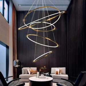 Decorazione moderna luce a ciondolo Hotel Lobby Villa grande <span class=keywords><strong>lampadario</strong></span> <span class=keywords><strong>ad</strong></span> anello per soggiorno scala - Product Image 3