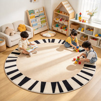 Tapis rond pour enfants en cachemire imprimé sur mesure, épais, design, doux, pelucheux, antidérapant, tapis de chambre à coucher de luxe, décoration intérieure