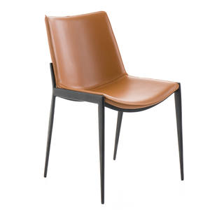 Chaise de salle à manger sans accoudoirs en cuir de selle simple et durable avec cadre en acier au carbone pour la maison, l'<span class=keywords><strong>appartement</strong></span>, la villa, la <span class=keywords><strong>location</strong></span>, <span class=keywords><strong>le</strong></span> restaurant - Product Image 2