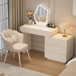 Vente en gros bon marché Table de toilette et de maquillage en bois Ensemble de commode blanche <span class=keywords><strong>Coiffeuse</strong></span> à <span class=keywords><strong>led</strong></span> en bois de luxe pour chambre à coucher avec miroir - Product Image 1