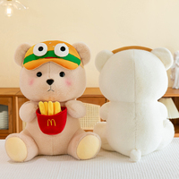 Hamburger blanc sur mesure, ourson frites, peluche, nouveauté, design créatif, cadeau pour enfants, jouet en coton PP, CE/CPC
