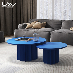 Tavolino da Caffè Rotondo in <span class=keywords><strong>Legno</strong></span> Moderno Nordico per Soggiorno, Tavolino in Colori Pastello, Combinazione <span class=keywords><strong>di</strong></span> <span class=keywords><strong>Mobili</strong></span> - Product Image 5
