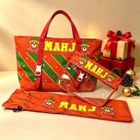 Sac de Mahjong de Noël, ensemble de 3 pièces, grande capacité, sac de rangement portable pour accessoires de Mahjong, sac de voyage pour maquillage, durable