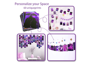 Kit de prise de photos personnalisée, 60 pièces, pour mur et <span class=keywords><strong>esthétique</strong></span>, photos violettes de 4x6 pouces avec ruban Double face, livraison gratuite - Product Image 3