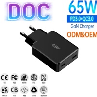 Chargeur USB-C ultra fin Tommox 65W à charge rapide avec 2 ports Type-C pour iPad, Macbook, appareil photo et écouteurs