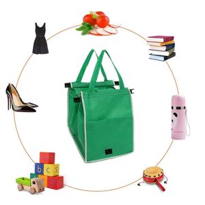 <b>Foldable</b> Shopping Bags Reusable Large Trolley Clip-To-<b>Cart</b> Grocery Supermarket Storage Bags Portable Green Cloth Handbags - Product Image 4