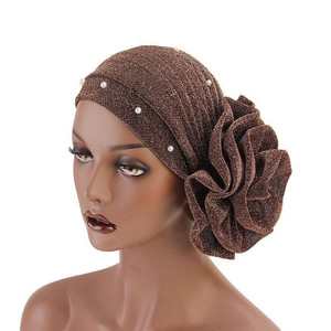 HZO-18097 De Luxe Extensible Perle À Volants Paillettes Turbans Fleur <span class=keywords><strong>Chimio</strong></span> Bonnet Chapeaux <span class=keywords><strong>Chapeau</strong></span> Casquettes Perte De Cheveux Turban <span class=keywords><strong>pour</strong></span> Femmes - Product Image 6