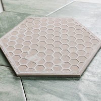 Ubin Kamar Mandi Heksagonal Dekoratif Maroko Cetak Digital Porselen Besar 200*230mm Warna Hijau untuk Dinding Lantai Backsplash Dapur