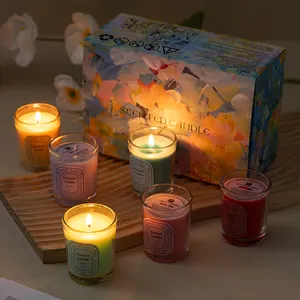 Set di candele per aromaterapia con candela e cera di soia alla lavanda Set di candele profumate al gelsomino profumo di rosa
