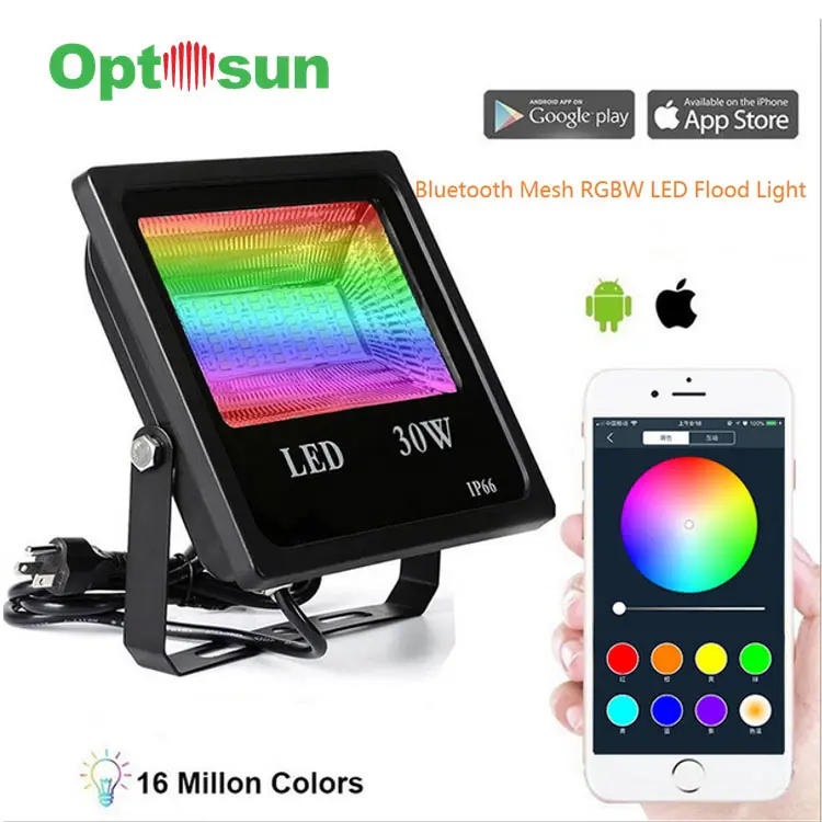 16Million Colors App Control 30W RGB White LED Flood Lights High Power Street Light AC85 -265V Reflector RGB Garden Lighting