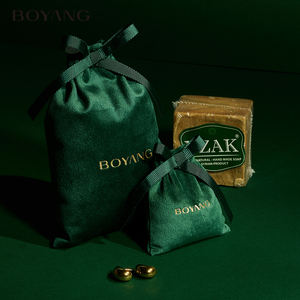 Pochette cadeau de luxe personnalisée avec logo Boyang, sac d'emballage en velours pour bijoux avec cordon de serrage - Product Image 3