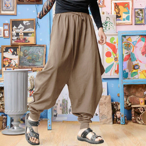 New Arrival Men's XL <b>Harem</b> Pants Retro Casual Loose Woven Fabric with Stacked Pattern Washed Printed <b>Trousers</b> Popular Wholesale - Product Image 2