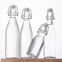 Bouteilles d'eau en verre cylindriques personnalisées de 250 ml avec bouchon hermétique pour boissons, jus, smoothies et huile/vinaigre