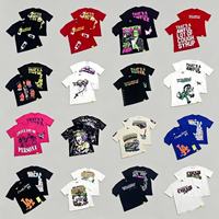 Kaos Pria Lengan Pendek Katun Cetak Gaya Hip-hop Heavy Washed, Model Longgar, Motif Cough Syrup American, Trendi