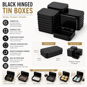 Caja de hojalata negra rectangular vacía personalizada, caja para cartas de póker, pequeña caja de hojalata para dulces y mentas - Product Image 4