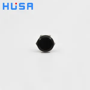 Husa 16Mm Zelf-Reset Korte Body Tact Schakelaar Waterdicht Momentary 1NO 2Pin Aluminium Oxide Black Metal Drukknop schakelaar