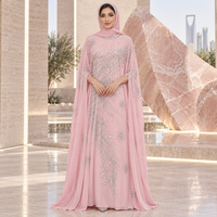 Robe de mariée kaftan en georgette à sequins et perles brodées à la main pour femmes grandes tailles
