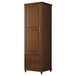 Solid Wood Modern Simple <strong>Tall</strong> <strong>Narrow</strong> Floor Standing Single Door <strong>Wardrobe</strong> with Storage for Home Furniture Rental Rooms - Product Image 5