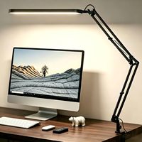 Lampe de bureau pour le bureau à domicile, lampe de bureau LED pour protéger les yeux lors de longues heures de travail, bras articulé réglable avec fonction mémoire, noir