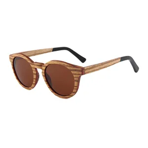 Oval trendy custom logo printed lenses sunglasses layer wood acetate tip sunglasses
