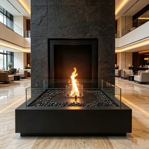 Cheminée extérieure moderne au bioéthanol avec flamme réelle sans fumée et verre de sécurité pour terrasse, toit, restaurant, hôtel, jardin, villa - Product Image 4