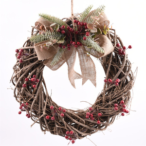 BSci BSci Cành Vòng Hoa Vải Bố Ribbon Cung <span class=keywords><strong>Berry</strong></span> Màu Đỏ Cành Mây Trang Trí Giáng Sinh Vòng Hoa Cho Cửa Trước 2025 Với Vòng Hoa Sash - Product Image 1