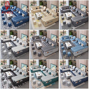 Set Divano Modulare di Lusso Moderno a 7 Posti Angolare a U con Lavorazione Capitonnè per <span class=keywords><strong>Soggiorno</strong></span> - Product Image 5