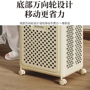 DoubA Collapsible Laundry <b>Basket</b> Large Capacity Wheeled Storage Organizer For Bathroom Household Use - Product Image 4