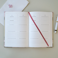 Carnet personnalisé A5 à couverture rigide en tissu lin avec broderie, journal de gratitude et de croissance pour la santé mentale des femmes