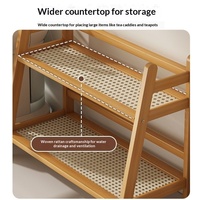 Étagère à 2 niveaux en bambou avec un design en forme de cadre pour la cuisine, le coin café, le comptoir, le rangement, la décoration de la maison