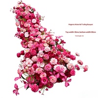 Fleurs artificielles en soie faites à la main, cascade de fleurs modernes pour arche de mariage, allée de guidage, décoration de roses violettes, vente en gros