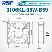 Ventilateur axial 24V DC 3000 tr/min 3106KL-05W-B59 pour armoire de commande à flux d'air stable, unité de remplacement OEM pour service de maintenance