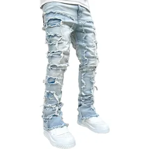 2024 новые высококачественные мужские прямые джинсы на заказ Повседневные Брюки Большие размеры мужские джинсовые Стрейчевые брюки
