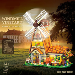 Modèle de Vignoble Style <span class=keywords><strong>Moulin</strong></span> à <span class=keywords><strong>Vent</strong></span> Français à Construire Soi-même, 2005 Pièces, Jouet en Briques de Simulation de Vignoble pour Enfants, Intérieur/Extérieur - Product Image 2