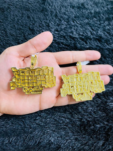 18K placcato oro Hip Hop uomo ragazzo gioielli ghiacciato Bling CZ denaro che segna trappola significativa lettera ciondolo Miami cubana festa di nozze - Product Image 2