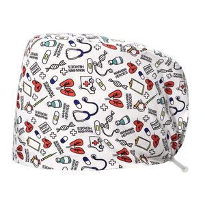 Casquette médicale unisexe avec imprimé d'icônes de soins de santé, en coton tissé, réglable, accessoire d'uniforme hospitalier - Product Image 2