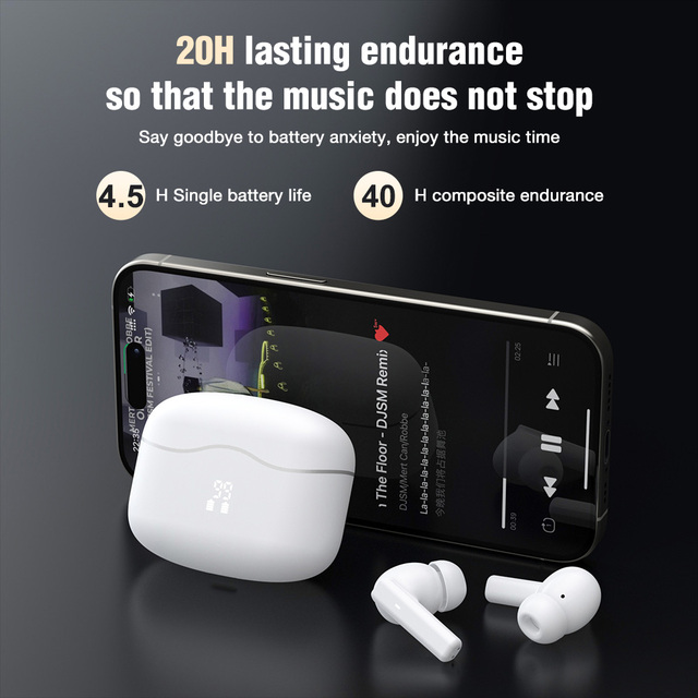 ANC ENC TWS 6 Mics Hybrid Noise Cancelling In-Ear LED True Wireless Earbuds with for 5.4 IPX4 Waterproof & Touch Control