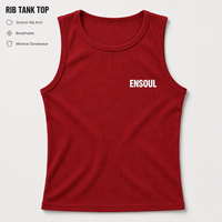 Débardeur côtelé rouge personnalisé OEM pour homme – Haute élasticité, idéal pour le sport, la course, la musculation et la gym