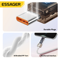 ESSAGER ES-X76, ponsel Laptop Tipe C ke kabel pengisian cepat PD 3.1 240W tampilan Digital kabel pengisi daya Usb C UNTUK Iphone