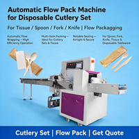 Automatisches Einweg besteck Set Flow Packing Machine für Tissue Spoon Gabel messer Flow Verpackungs maschine Löffel Gabel Tissue