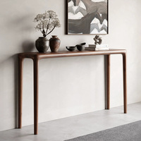 Table console d'entrée Table de salon moderne en bois massif Table murale longue et étroite en noyer noir