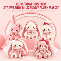 Mascotte en peluche Lapin Lait de Fraise, Jouet en peluche personnalisé, Animal en peluche, Mascotte douce, Vente en gros, Logo personnalisé, Cadeau promotionnel