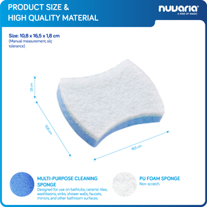 Spugna per Pulizia Bagno Anti-Graffio con Fibra Bianca e Schiuma Microporosa Blu Spugna per la pulizia di vasche da bagno, piastrelle e lavelli - Product Image 3