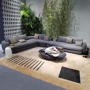 Juego de sofá de sala de estar de estilo italiano moderno de Saint-Germain Esquina curva plana grande extremadamente simple - Product Image 2