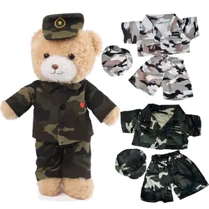 定制毛绒动物毛绒军用泰迪熊迷彩制服陆军士兵泰迪熊玩具