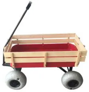 四轮红色旅行车卷集装箱木平台存储钢木沙滩花园庭院儿童儿童旅行车木制旅行车
