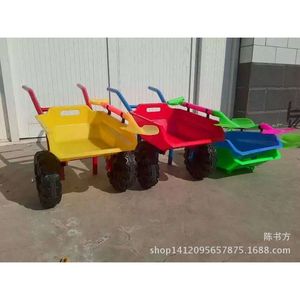 Childrens Beach Wagon With Shovel And <b>Bucket</b> <b>Plastic</b> Two Wheeled Toy For 2 To 4 Years Old Kids Outdoor Play - Product Image 5